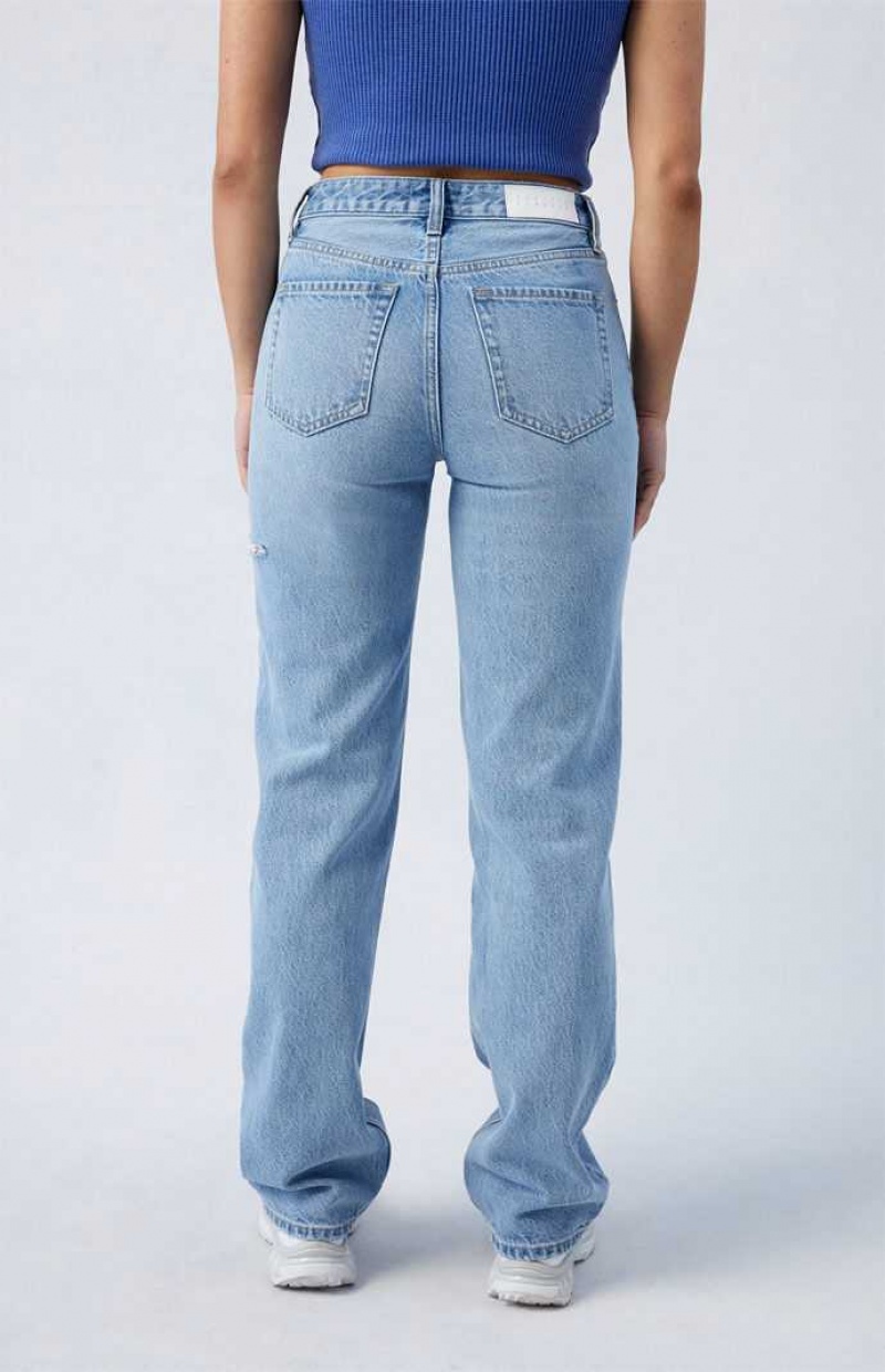 Comprar Pantalones PacSun Con Descuentos Eco Light Indigo Ripped Millie Mid Rise 90s Boyfriend Mujer Indigo