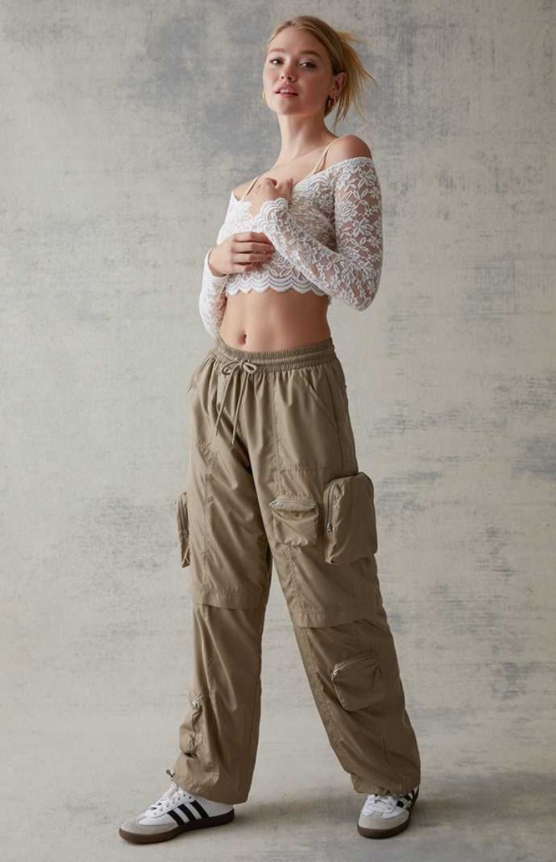 Pantalones PacSun Ofertas Outlet Extreme Cargo Mujer Verde Oliva